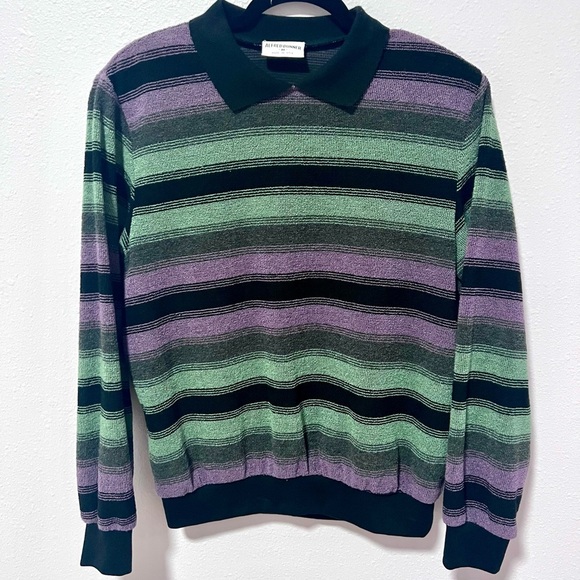 VINTAGE Alfred Dunner Green and Purple Crewneck Sweater MEDIUM - Picture 1 of 7